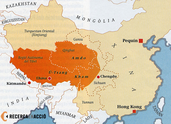 La divisió administrativa xinesa del Tibet